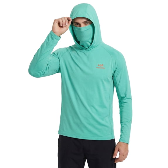 Bassdash UPF 50+ Men’s Long Sleeve Fishing Shirt with Mask UV Neck Gaiter Hoodie