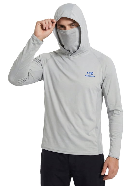 UPF 50+ Men’s Long Sleeve Fishing Shirt with Mask UV Neck Gaiter Hoodie