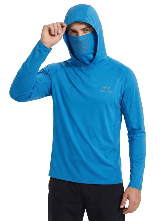 UPF 50+ Men’s Long Sleeve Fishing Shirt with Mask UV Neck Gaiter Hoodie
