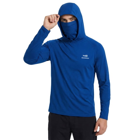 Bassdash UPF 50  Men’s Long Sleeve Fishing Shirt with Mask UV Neck Gaiter Hoodie