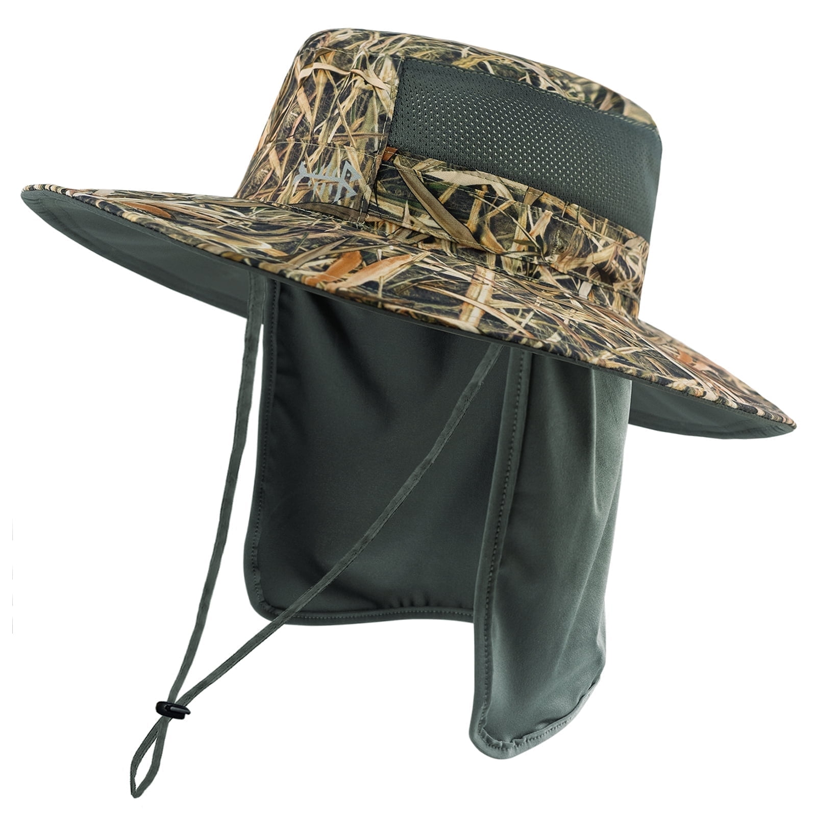 Bassdash UPF 50 sun hat water resistant with detachable neck flap, Dark Grey, One Size