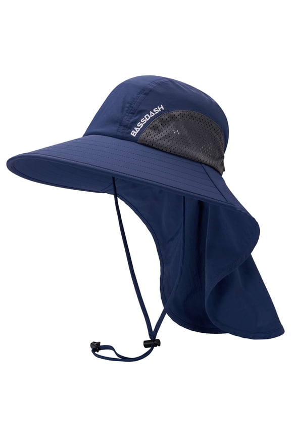 UPF 50+ Unisex Water Resistant Wide Brim Sun Hat with Large Neck Flap Ponytail Fishing Hat for Men Women