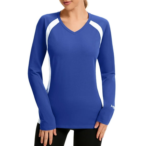 Bassdash Women‘s UPF 50+ Wrinkle-free Fishing Shirt Long Sleeve V Neck Breathable Sun Protection T-shirt for Hiking SR01W