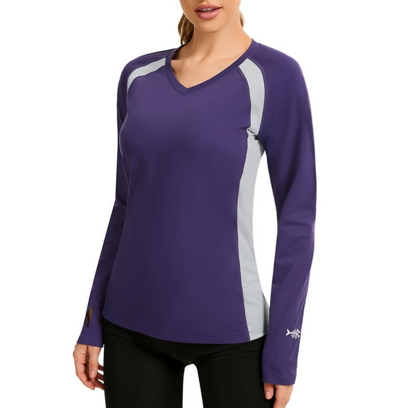Bassdash Women‘s UPF 50+ Wrinkle-free Fishing Shirt Long Sleeve V Neck Breathable Sun Protection T-shirt for Hiking SR01W