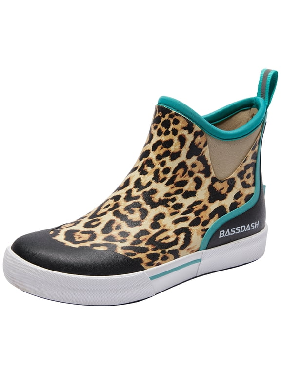 Womens 4.5" Waterproof Leopard Ankle Rain Boots
