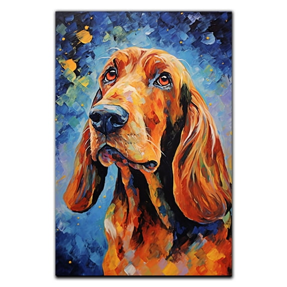 Basset Fauvede Bretagne Dog Starry Night Van Gogh Wall Art Canvas for Living Room Oil Painting Artwork Landscape Canvas Artwok for Living Room Bedroom Home Decorations Wall Decor Large