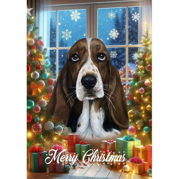 Basset Hound - Best of Breed Christmas House Flag