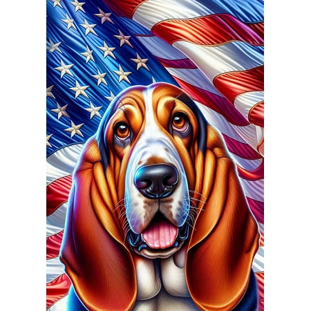 Basset Hound - Best of Breed DCR Patriotic III Outdoor Garden Flag Mailbox Flag 12" x 17"