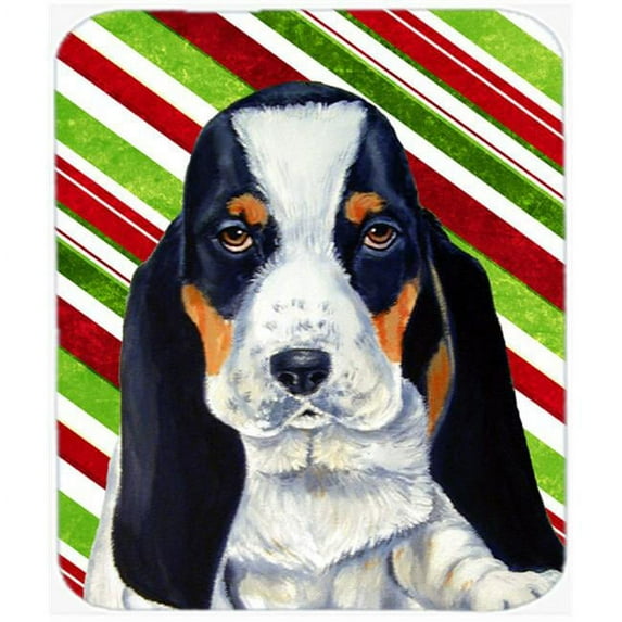 Basset Hound Candy Cane Holiday Christmas Mouse Pad, Hot Pad Or Trivet