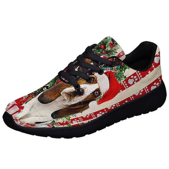 Basset Hound ChriStas American flag Shoes Sneakers Black Size 3.5