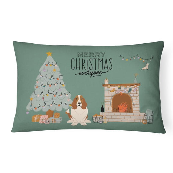 Basset Hound Christmas Everyone Canvas Fabric Decorative Pillow