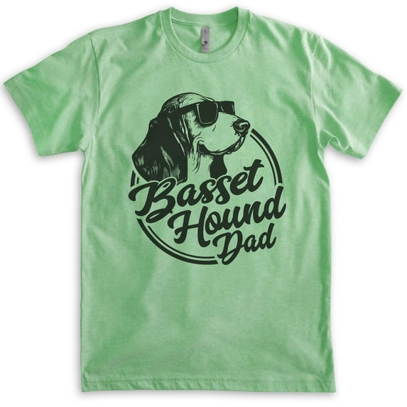 Basset Hound Dad, Unisex Men's Shirt, Basset Hound Owner, Funny Dog Dad Gift, Heather Apple Green, Small