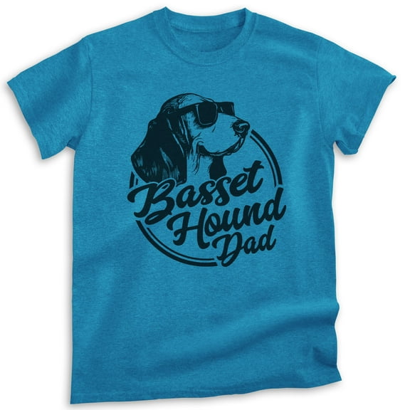 Basset Hound Dad, Unisex Men's Shirt, Basset Hound Owner, Funny Dog Dad Gift, Heather Blue, XX-Large