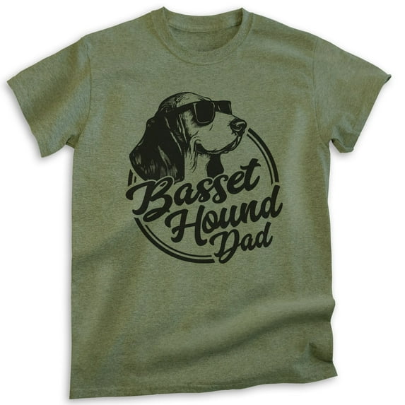 Basset Hound Dad, Unisex Men's Shirt, Basset Hound Owner, Funny Dog Dad Gift, Heather Military Green, Large