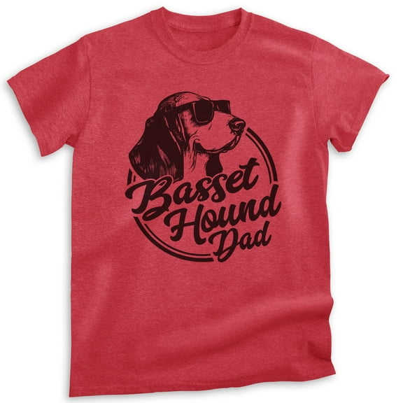 Basset Hound Dad, Unisex Men's Shirt, Basset Hound Owner, Funny Dog Dad Gift, Heather Red, Medium