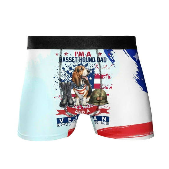 I'm a Basset Hound Dad and a Veteran, Nothing Scares me Happy Father's Day All Over Print Boxer Briefs Underwear for Men Dad Bassets Dog Breed Lovers Gifts Idea - 00006