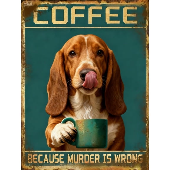 Basset Hound Dog Diamond Art Kits for Adults- 5D Diamond Painting Kits Basset Hound Dog Drinks Coffee Painting Arts Crafts Home Wall Decor Gift 12x18 Inch