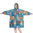 thumbnail image 1 of Basset Hound Dog and Flower-1 Wearable Oversized Blanket,Wearable Blanket Hoodie for Adults,Cozy Hooded Blankets with Super Pockets,Super Warm Fuzzy Pullover for Women & Men, 1 of 6
