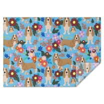 Basset Hound Dog and Flower Rectangle Tablecloth 60"x84",Waterproof Polyester Rectangle Table Cloth, Wipeable Spillproof Polyester Tablecloth for Dining, Camping, Indoor and Outdoor