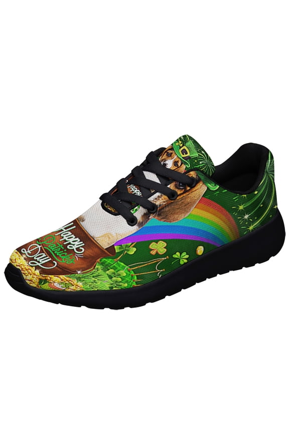 Basset Hound Dog Happy Patrick's Day Shoes Sneakers Black Size 9
