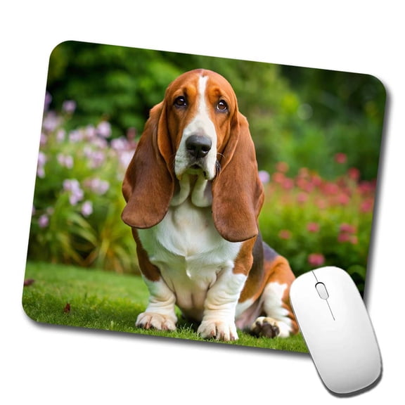 Basset Hound Dog Photo Mouse Pad Low Profile Gaming Mat