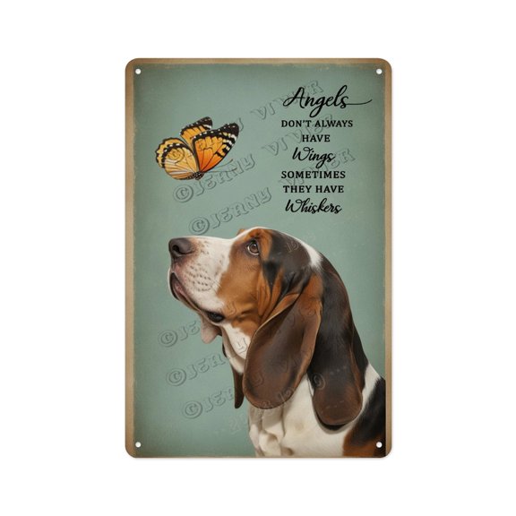 Basset Hound Dog Vintage Aluminum Sign 8x12 Inches - Decorative Dog Sign for Dog Fans, Ideal for Home Decor and Pet Store Gift Ideas