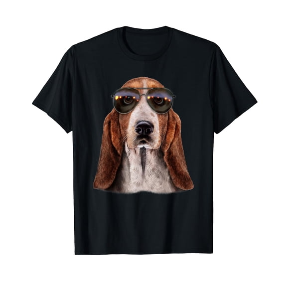 Basset Hound Dog Wearing Swag Aviator Sunglass, T-Shirt