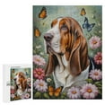 thumbnail image 1 of Basset Hound Dog With Flower Oil Painting 500 pcs puzzles for adults,Puzzle for Dog Lovers to Enjoy and Relax,Gift for Christmas,Wooden, 1 of 8