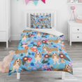thumbnail image 1 of Basset Hound Dog and Flower Duvet Cover and Pillowcase Set for Single Bedding, Bedroom Accessories for Kids Teens, 1 of 5
