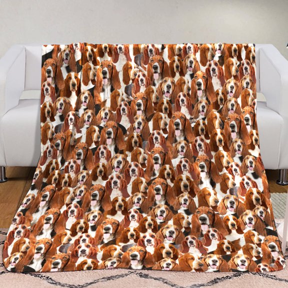 Basset Hound Droopy Ears Dog Fleece Blanket, 30x40in Fleece Blanket