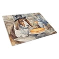thumbnail image 1 of Basset Hound Fall Kitchen Pumpkins Glass Cutting Board Large 12 in x 15 in, 1 of 5