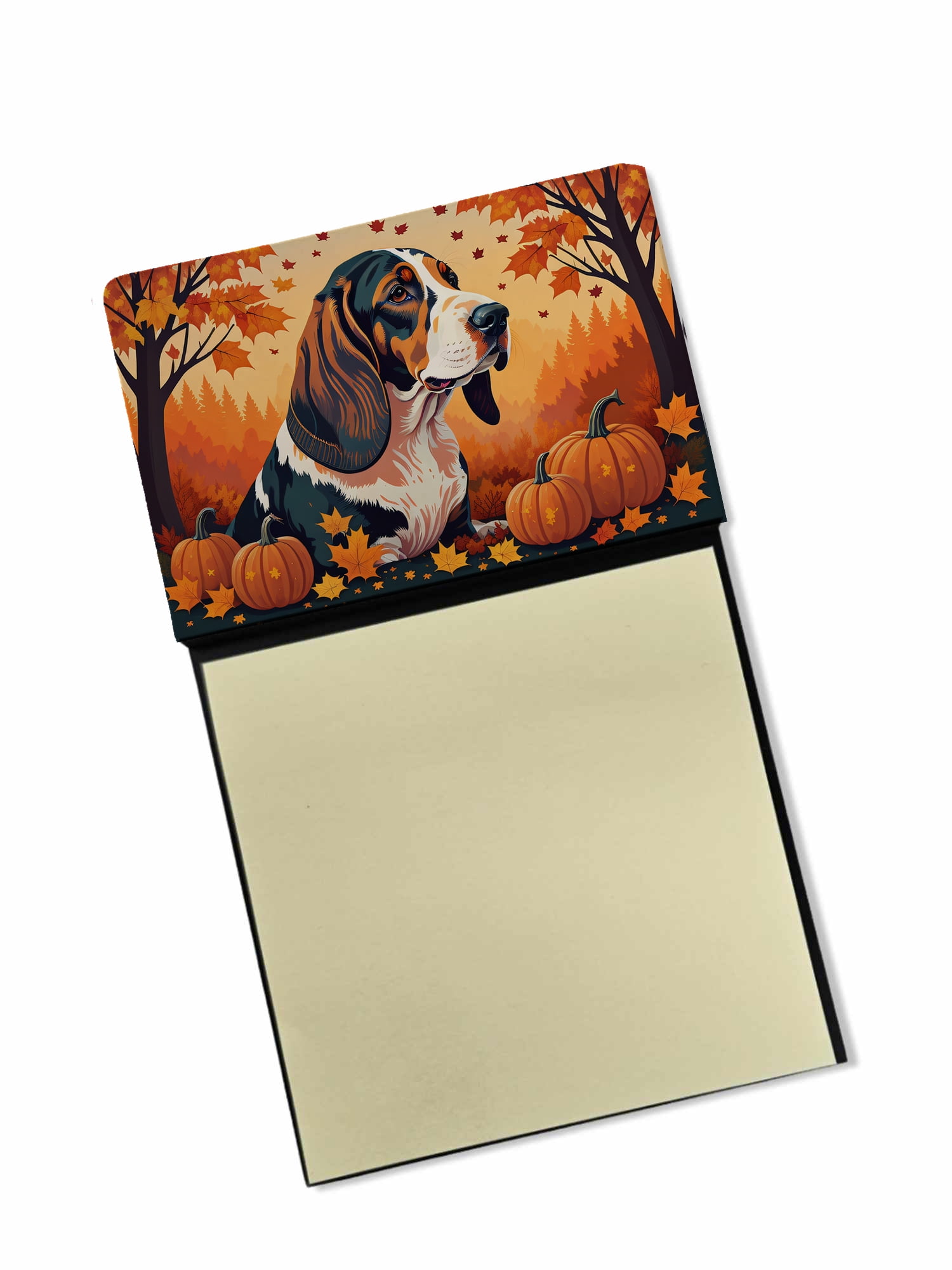 Basset Hound Fall Sticky Note Holder 3.25 in x 5.25 in