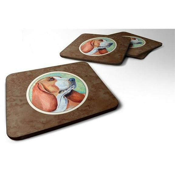 Basset Hound Foam Coaster, 3.5 x 0.25 x 3.5 in. - Set of 4