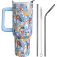 thumbnail image 1 of Basset Hound Gifts for Women Dog Lovers 40 oz Floral Basset Hound Tumblers with Handle and Straw, Stainless Steel Vacuum Insulated Travel Coffee Mug Cup Water Bottle, 1 of 6