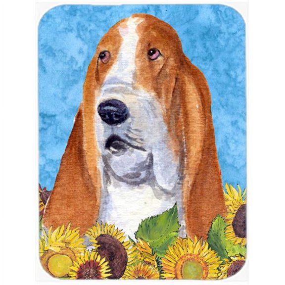Basset Hound- Glass Cutting Board - Large