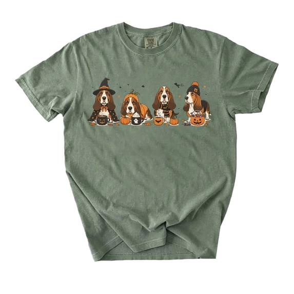 Basset Hound Halloween T-Shirt, Cute Pumpkin Dog Graphic, Spooky Fall Dog Lover Tee