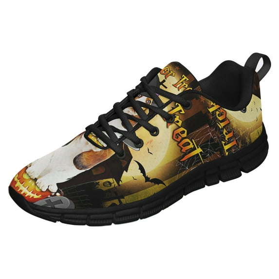 Basset Hound Halloween Trick Or Treat Running Shoes Sneakers Mesh Black Size 4