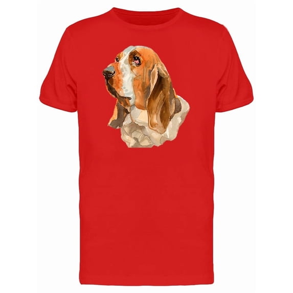Basset Hound Head Painting T-Shirt Men -Image by Shutterstock, Male Large