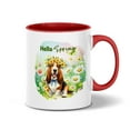 thumbnail image 1 of Basset Hound Hello Spring Time Flower Floral Nature 11oz Accent Two-tone Mug Bassets Dog Breed Lovers Gifts Idea Coffee Tea Cup - 02031, 1 of 5
