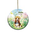 thumbnail image 1 of Basset Hound Hello Spring Time Flower Floral Nature Ceramic Round Ornament Bassets Dog Breed Lovers Gifts Idea Home Tree Decor - 02031, 1 of 5