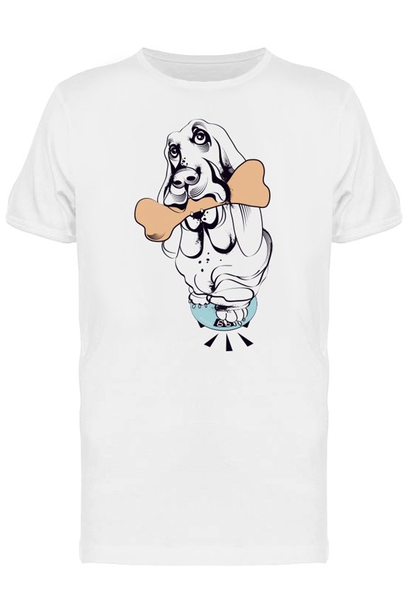 Basset Hound Holding Bone Tee Men's -Image by Shutterstock