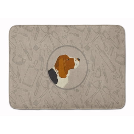 Basset Hound In the Kitchen Machine Washable Memory Foam Mat
