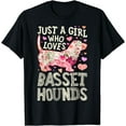 thumbnail image 1 of Basset Hound Just A Girl Who Loves Dog Flower Women Floral T-Shirt, 1 of 4
