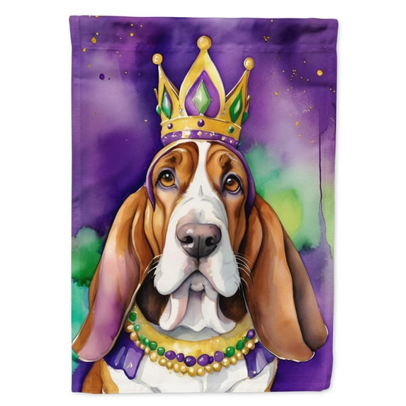 Basset Hound King of Mardi Gras Garden Flag