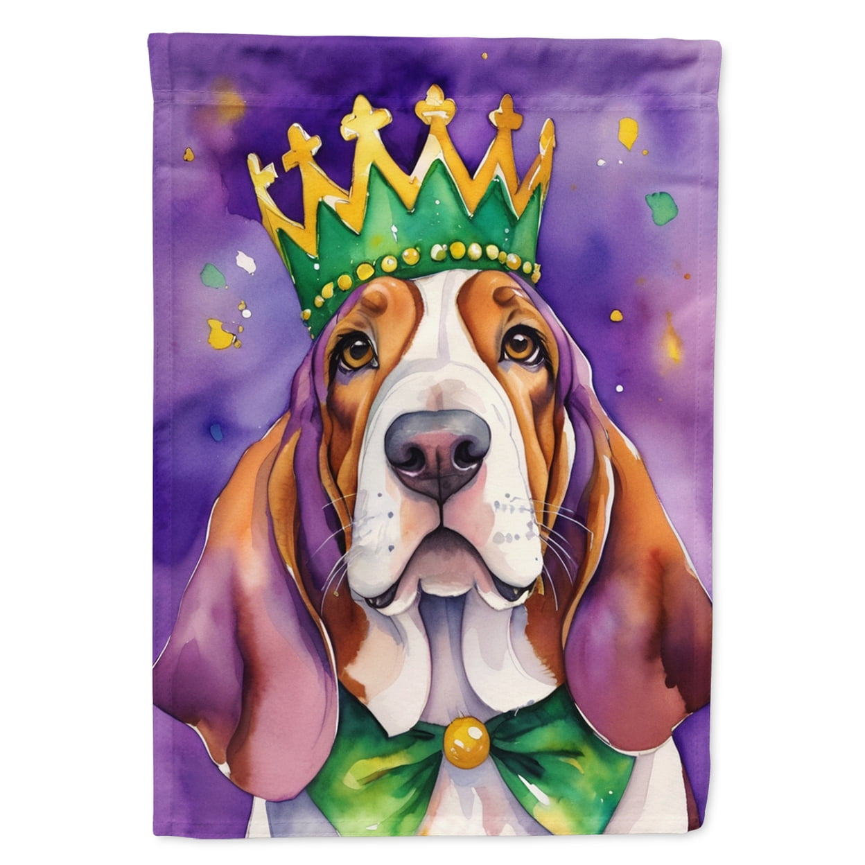 Basset Hound King of Mardi Gras Garden Flag