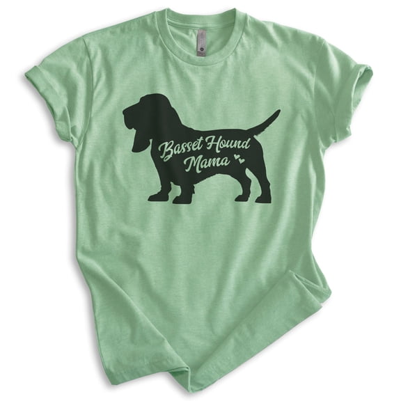 Basset Hound Mama, Unisex Women's Shirt, Basset Hound Owner, Funny Dog Mama Gift, Heather Apple Green, X-Large
