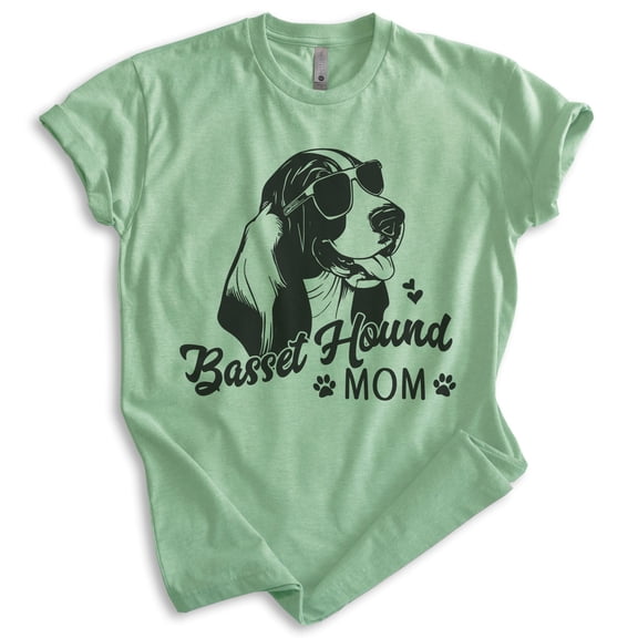 Basset Hound Mom, Unisex Women's Shirt, Basset Hound Owner, Funny Dog Mom Gift, Heather Apple Green, X-Small