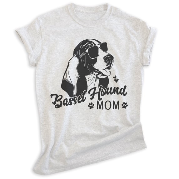 Basset Hound Mom, Unisex Women's Shirt, Basset Hound Owner, Funny Dog Mom Gift, Heather Ash, Small
