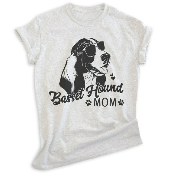 Basset Hound Mom, Unisex Women's Shirt, Basset Hound Owner, Funny Dog Mom Gift, Heather Ash, X-Small