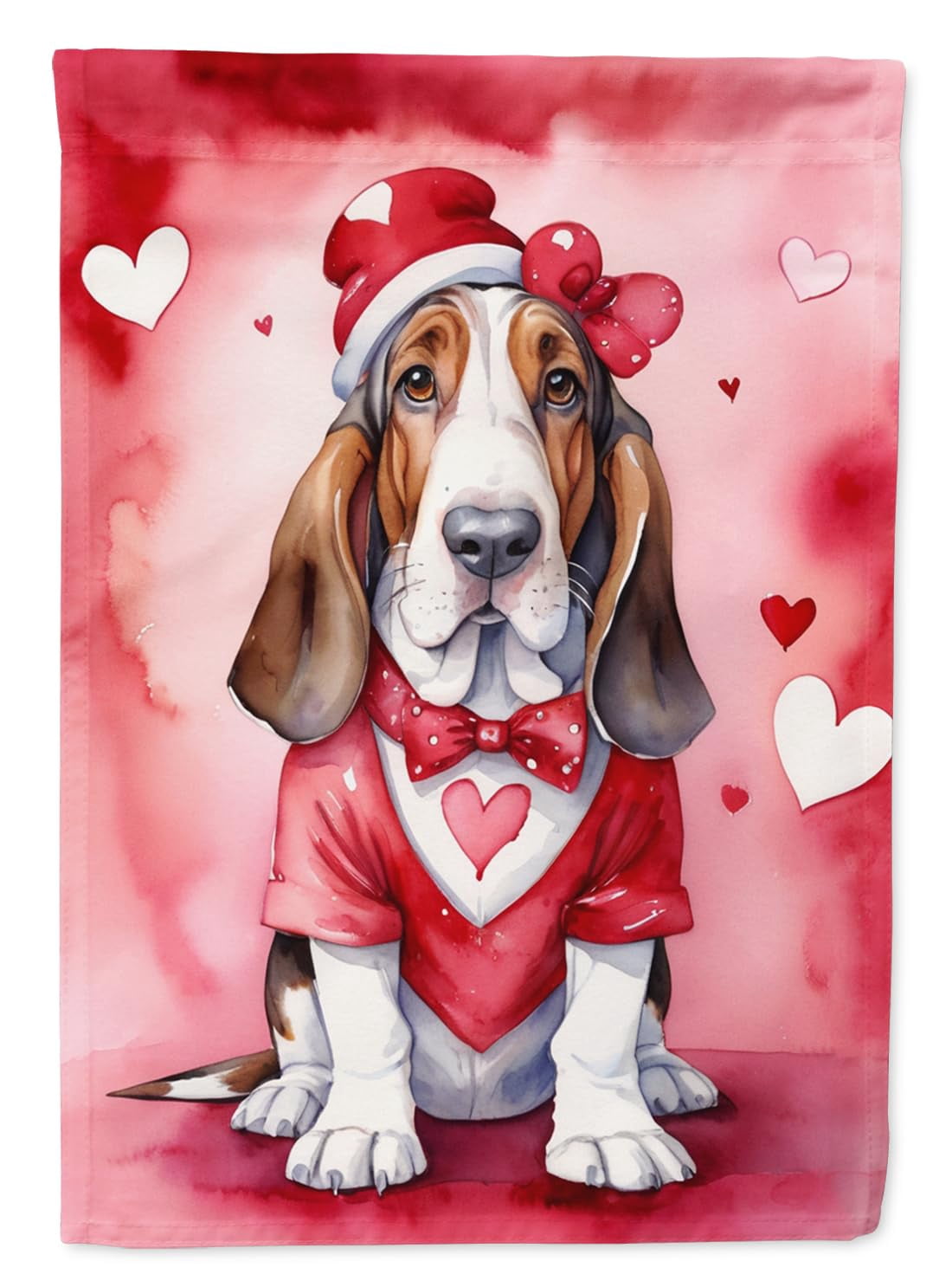 Basset Hound My Valentine House Flag 28 in x 40 in